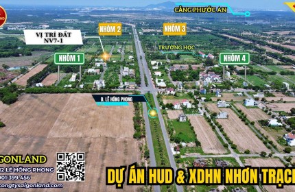 Saigonland - Cần bán nền Nhà Vườn Hud lô góc 2 mặt tiền ngay khu dân cư tại Nhơn Trạch